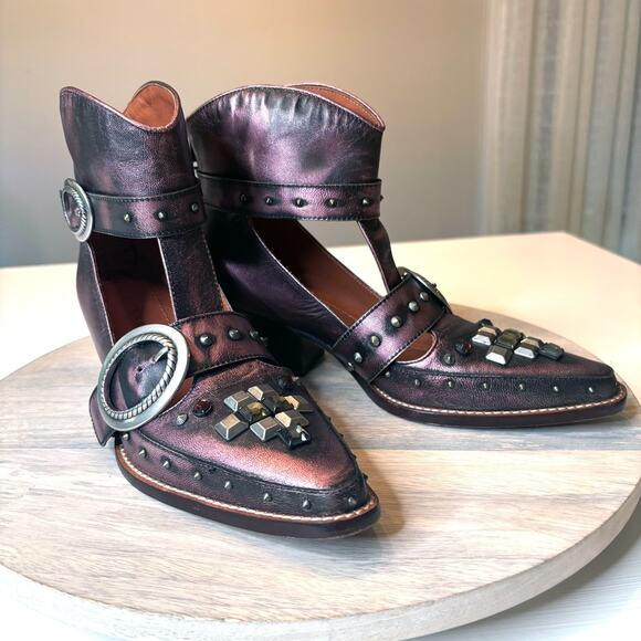Coach Women's Cut Out Western Creeper Booties Boots Metallic Purple US Sz 7.5 B - Picture 2 of 15